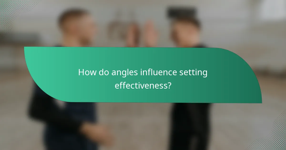How do angles influence setting effectiveness?